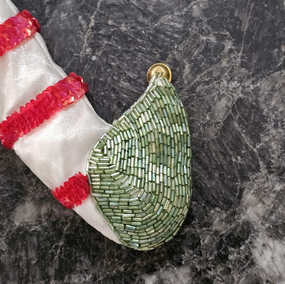 Wayne‎ M Kleski Beaded Large Christmas Jester Elf Bell Stocking 25